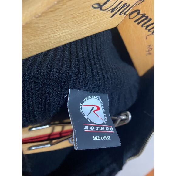 EUC Rothco 1/4 Zip Sweater Large Black Commando Suede Patches Military Army - Picture 4 of 4